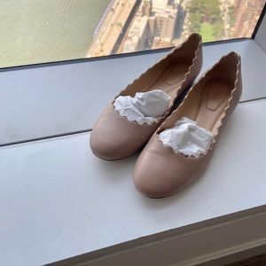 Chloe Lauren Scallop flats 37 7 Pink Tea like new!